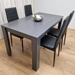 Kosy Koala 4 Seater Faux Leather Arrow Design Dining Set Black and Dark Grey - thumbnail 1