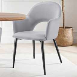 tectake Sasha Light Grey Velvet Padded Dining Chair Set of 2