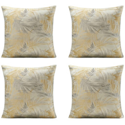 Alan Symonds Ochre and Silver Fern Shimmering Cushion with Polyester Filled Pad 45 x 45cm 4 Pack