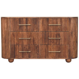 Artisan Furniture Ridgefront Roasted Almond 6 Drawer Solid Wood Fluted Chest of Drawers - thumbnail 2