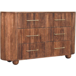 Artisan Furniture Ridgefront Roasted Almond 6 Drawer Solid Wood Fluted Chest of Drawers - thumbnail 3