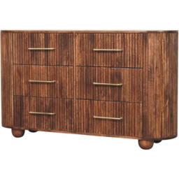 Artisan Furniture Ridgefront Roasted Almond 6 Drawer Solid Wood Fluted Chest of Drawers - thumbnail 4