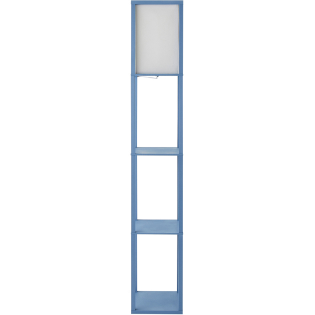 ValueLights Struttura Blue Shelving Unit Floor Lamp with Fabric Shade and Bulb - image 1