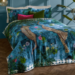 Paoletti Majorelle King Size Exotic Azure Blue 200 Thread Count Duvet Set