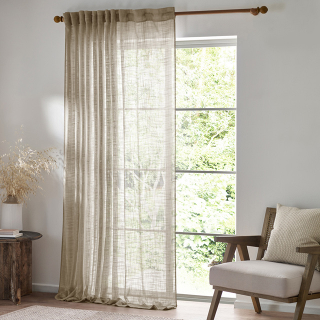 Yard Cirrus Linen Sheer Tab Top Curtain Panel 140 x 250cm - image 1