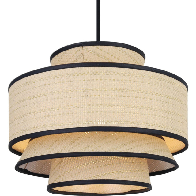 Raya Natural and Black Pendant Light - image 1