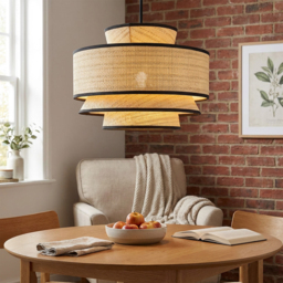 Raya Natural and Black Pendant Light - thumbnail 4