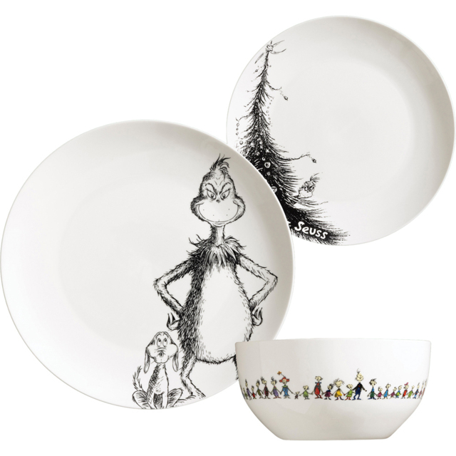 Grinch and Max White Porcelain 12 Piece Dinner Set - image 1