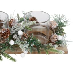 Natural Mistletoe and Pinecone Triple Candle Holder Christmas Decoration - thumbnail 4