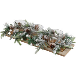 Natural Mistletoe and Pinecone Triple Candle Holder Christmas Decoration - thumbnail 2