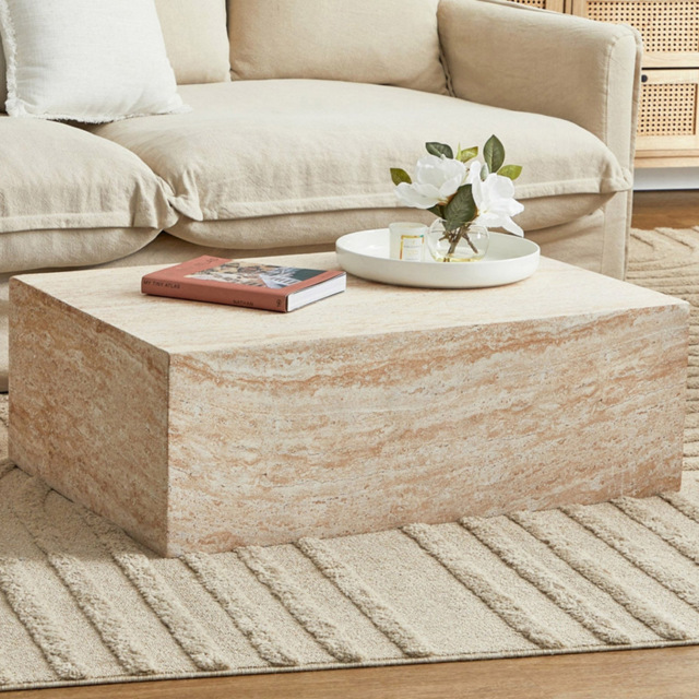 Desser Pisa Travertine Effect Rectangle Coffee Table - image 1