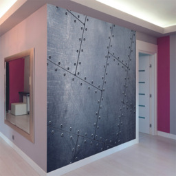 Origin Murals Tiled Metal Grey Wall Mural