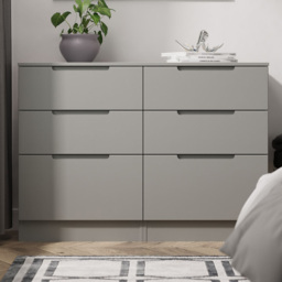 Crowndale Milan Dusk Grey 6 Drawer Wide Chest of Drawers Ready Assembled - thumbnail 1