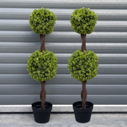 Leaf Topiary Green Double Ball Artificial Tree in Pot 90cm 2 Pack - thumbnail 2