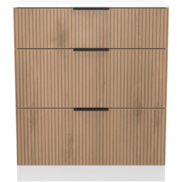 Crowndale Java Slatt Effect and White 3 Drawer Deep Chest of Drawers - thumbnail 2