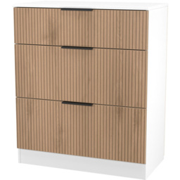 Crowndale Java Slatt Effect and White 3 Drawer Deep Chest of Drawers - thumbnail 4