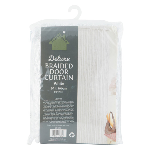 Deluxe White Braided Door Curtain 200 x 90cm - image 1