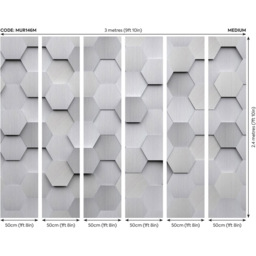 Origin Murals Metal Hexagons Grey Wall Mural - thumbnail 3