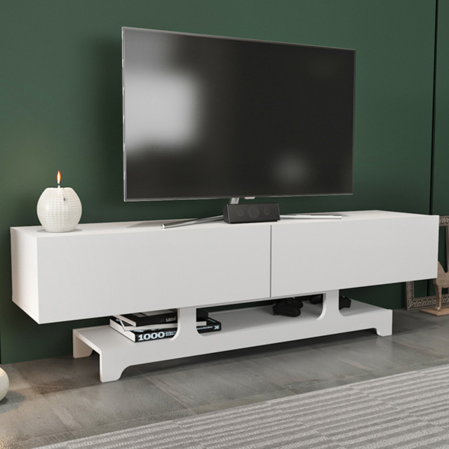 Decorotika Tera White 2 Door and Open Shelf TV Unit - image 1