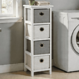 Home Source Sandringham White and Grey 4 Drawer Chest of Drawers - thumbnail 1