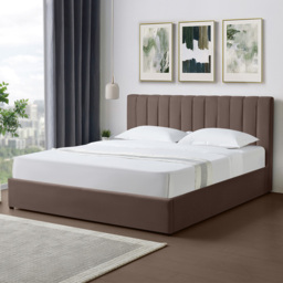 Artemis Home Evelynne Super King Size Dark Brown Linen Upholstered Ottoman Bed