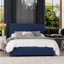 Laurence Llewelyn Bowen Estella Small Double Navy Plush Velvet Ottoman Bed