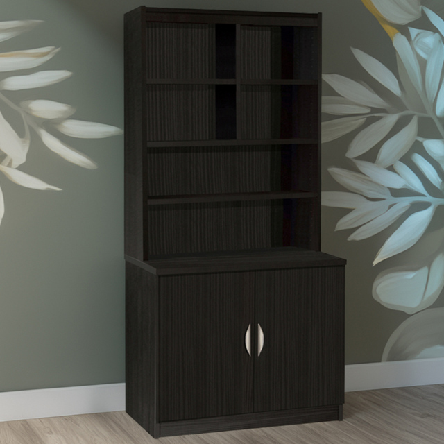 R White Cabinets 2 Door Desk Height Cupboard with Hutch - image 1