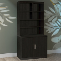 R White Cabinets 2 Door Desk Height Cupboard with Hutch - thumbnail 1