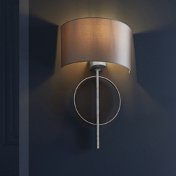 Merano Trento Antique Silver and Mink Satin Fabric Wall Lamp - thumbnail 3