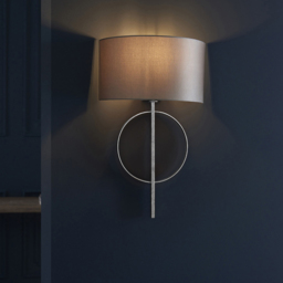 Merano Trento Antique Silver and Mink Satin Fabric Wall Lamp - thumbnail 2