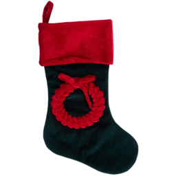 Single Traditional Red and Green Wreath Christmas Stocking in Assorted styles - thumbnail 4