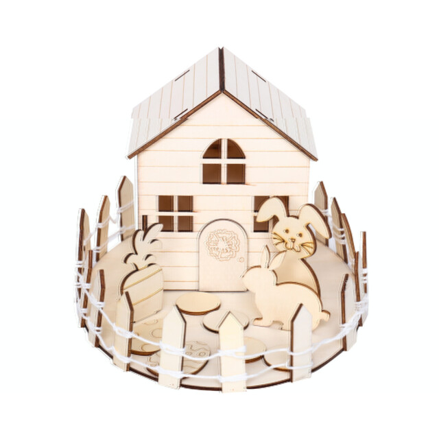 Easter Wooden House Scene - Natural Wood - image 1