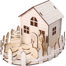 Easter Wooden House Scene - Natural Wood - thumbnail 2