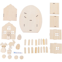 Easter Wooden House Scene - Natural Wood - thumbnail 3