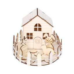 Easter Wooden House Scene - Natural Wood
