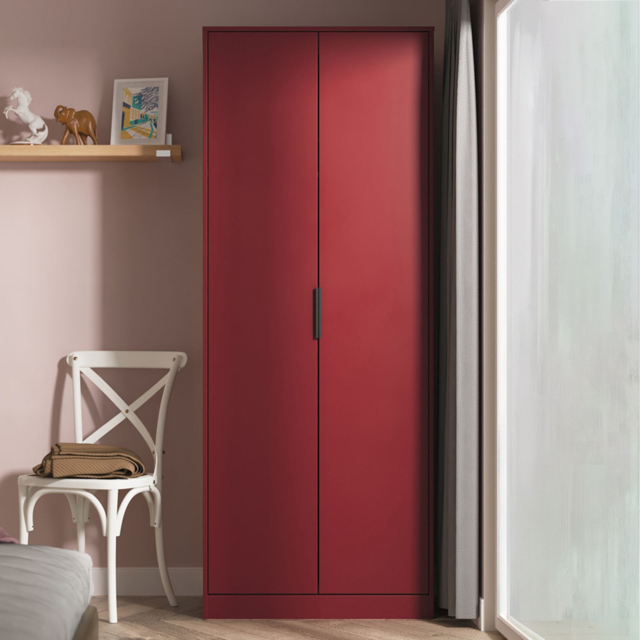 Crowndale Hong Kong 2 Door Red Matt Tall Wardrobe Ready Assembled - image 1