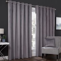 Divante Vermont Velvet Charcoal Blackout Curtains 229 x 229cm