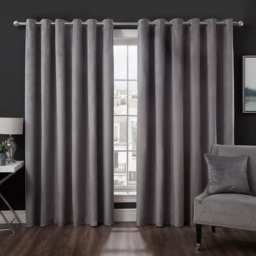 Divante Vermont Velvet Charcoal Blackout Curtains 229 x 229cm - thumbnail 2
