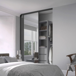 Spacepro Classic Single Panel Black Frame Mirror Sliding Door 2220 x 610mm - thumbnail 2