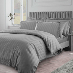 Velosso Hilton Double Charcoal Stripe Duvet Set