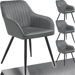 tectake Marilyn Grey Velvet Quilted Chair Set of 4 - thumbnail 2