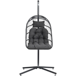 Living and Home Grey Rattan Hanging Egg Chair - thumbnail 2