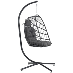 Living and Home Grey Rattan Hanging Egg Chair - thumbnail 3
