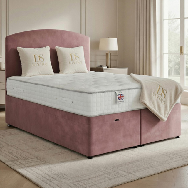 DS Living Opulence Pink Super King Size Velvet Upholstered Ottoman Bed - image 1