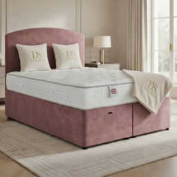 DS Living Opulence Pink Super King Size Velvet Upholstered Ottoman Bed