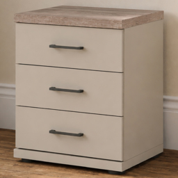 Homebase Truro Grey 3 Drawer Bedside Table with Slate Handles - thumbnail 1