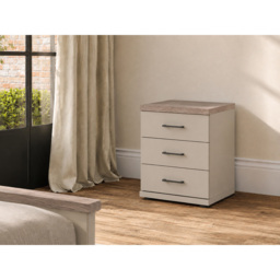 Homebase Truro Grey 3 Drawer Bedside Table with Slate Handles - thumbnail 4