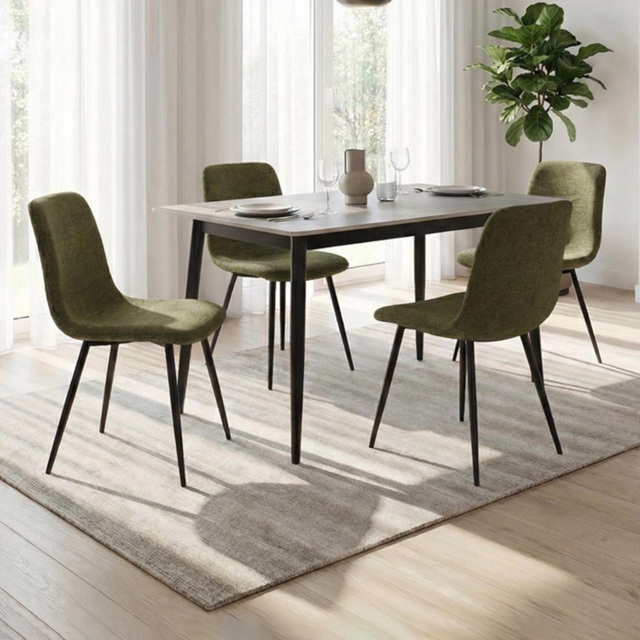 FWStyle Nova Evie 4 Seater Sintered Stone Dining Set Grey and Green - image 1