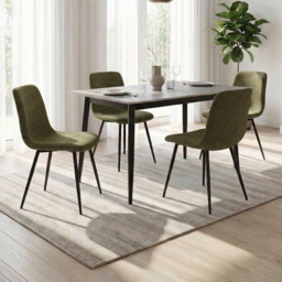 FWStyle Nova Evie 4 Seater Sintered Stone Dining Set Grey and Green