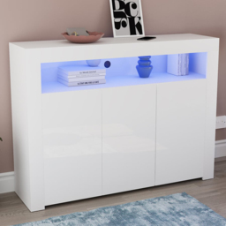 VIDA DESIGNS Nova 3 Door White LED Sideboard